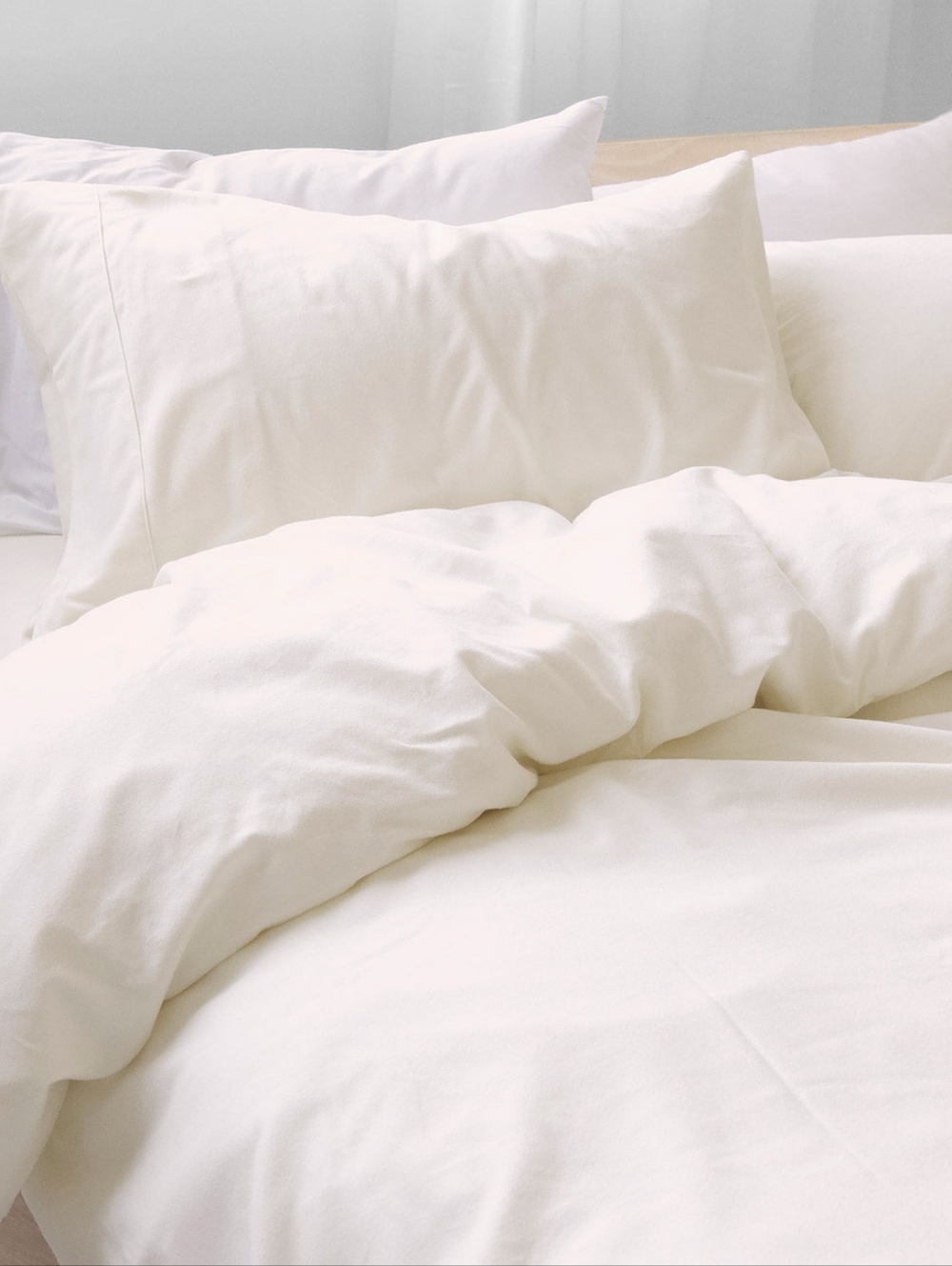 Au Lit Fine Linens Cotton Flannel Fitted Sheet Queen Ivory